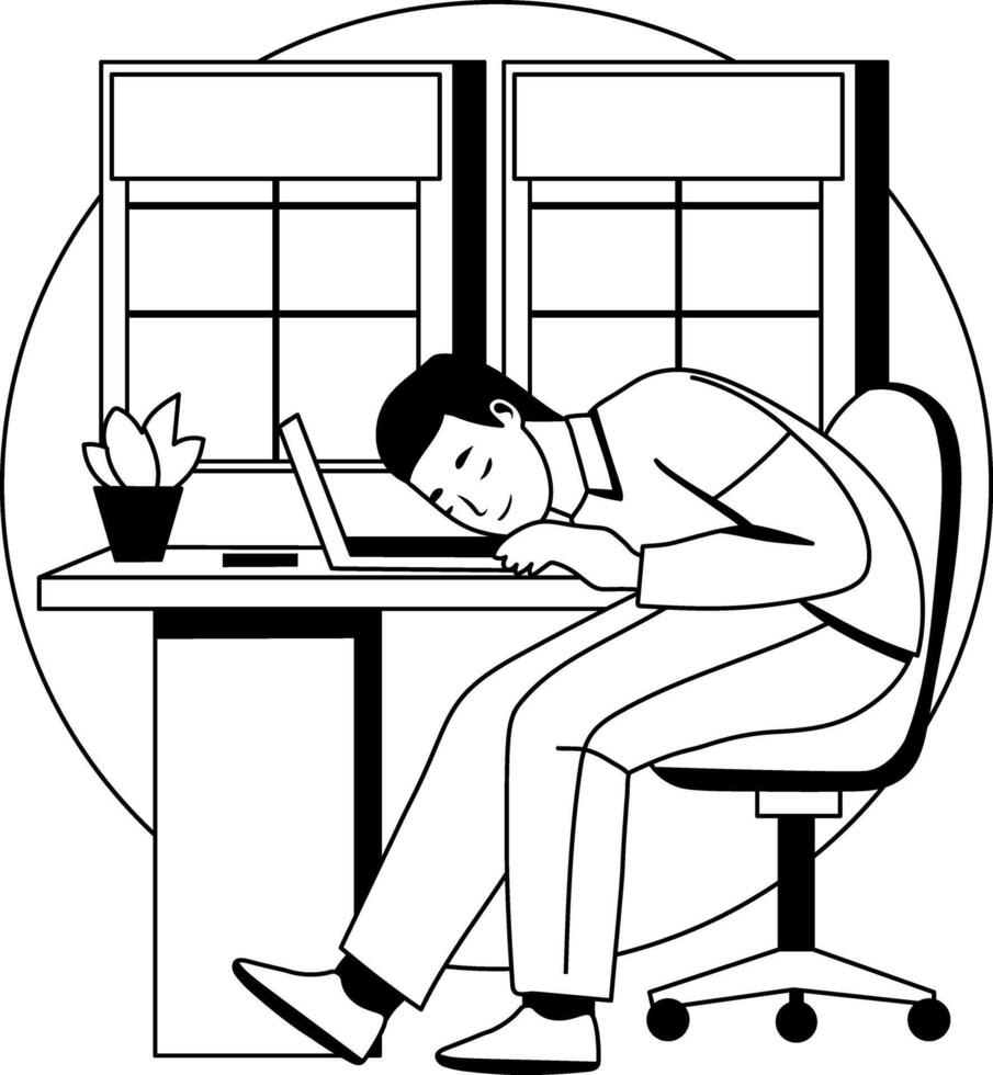 A glyph illustration of an employee taking power nap vector