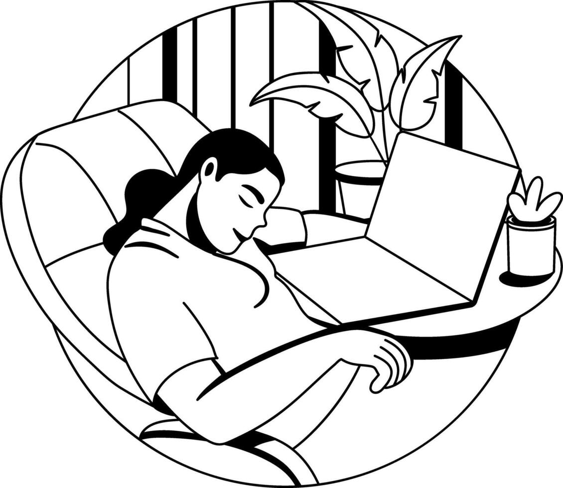 Napping illustration of a person in glyph style vector