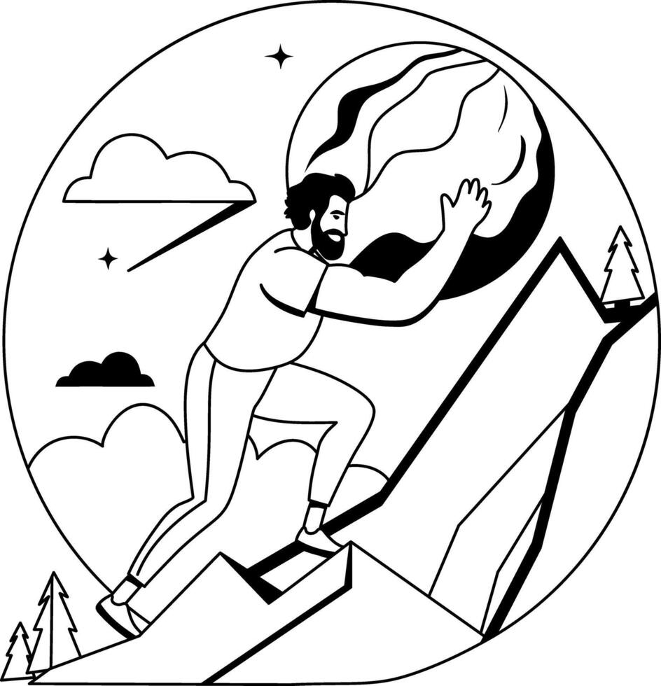 A man doing struggle illustration in glyph style vector