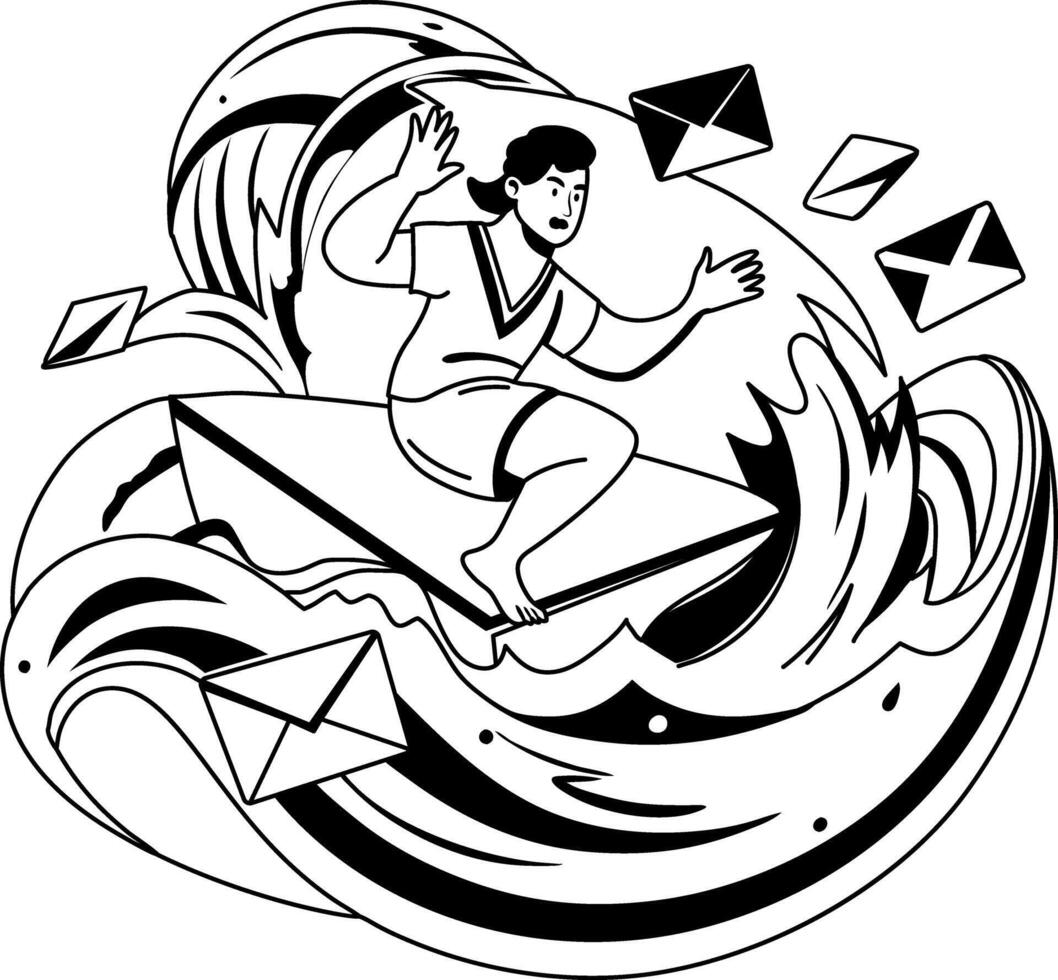 Email flood illustration in glyph style vector