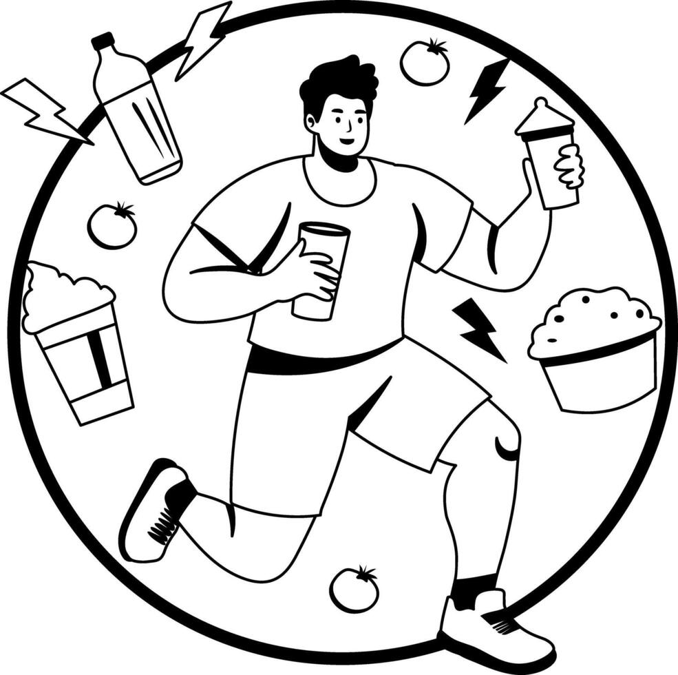 Work marathon illustration in glyph style vector