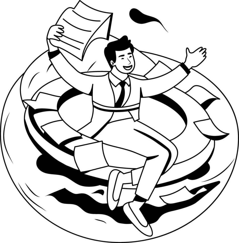 Work happiness illustration in glyph style vector