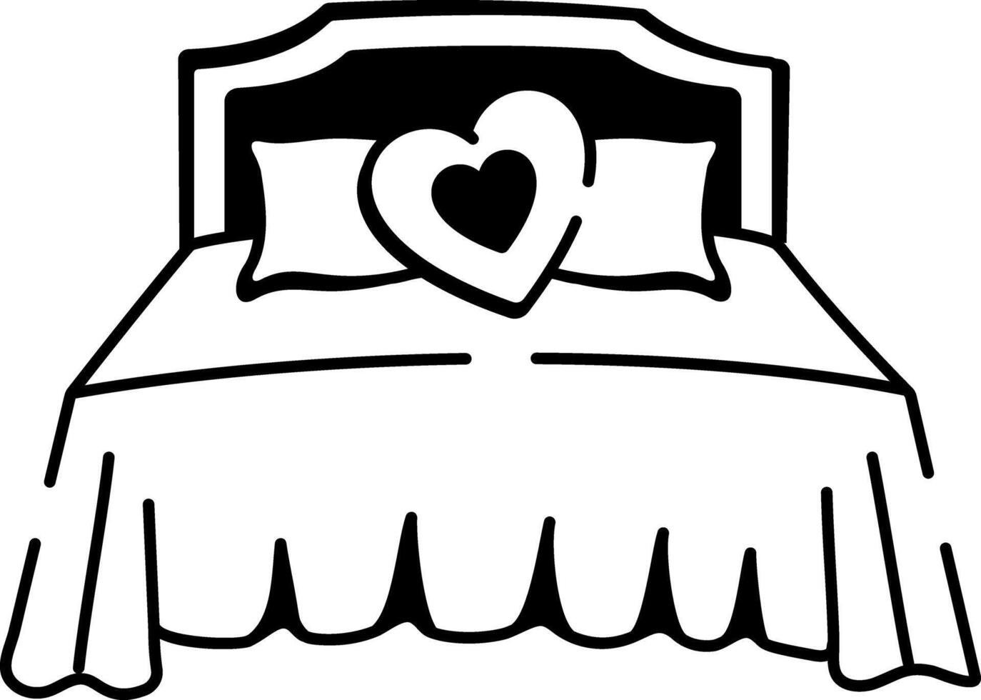 A hand drawn style icon of a wedding bed vector