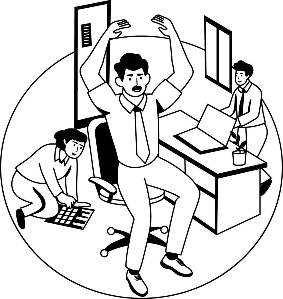 A glyph illustration of office stressful environment vector
