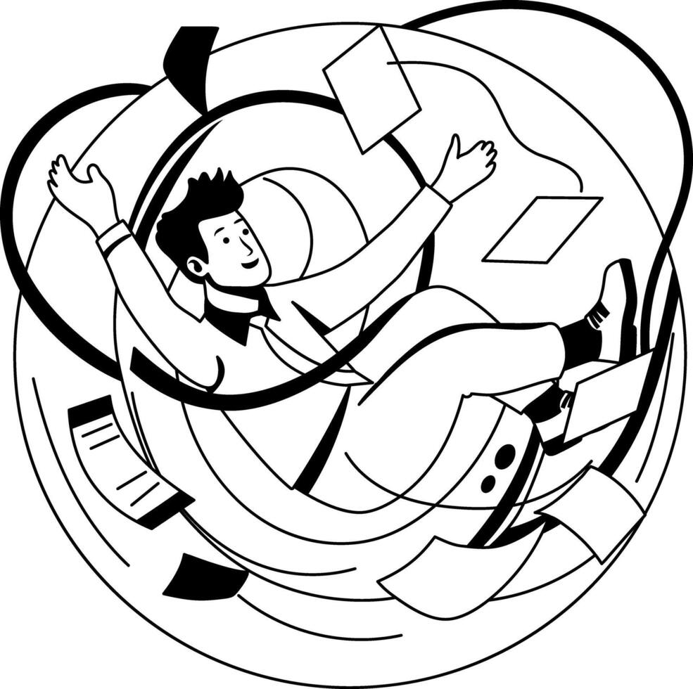 Work pressure illustration of a character in glyph style vector