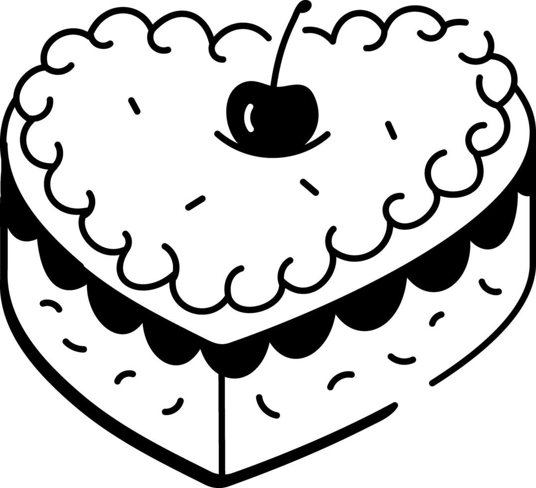 A hand drawn style icon of a heart cake vector