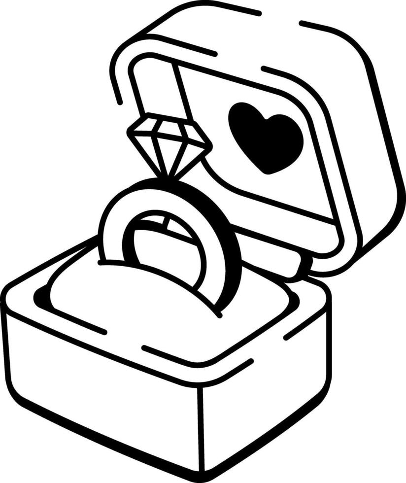 A hand drawn style icon of a diamond ring vector