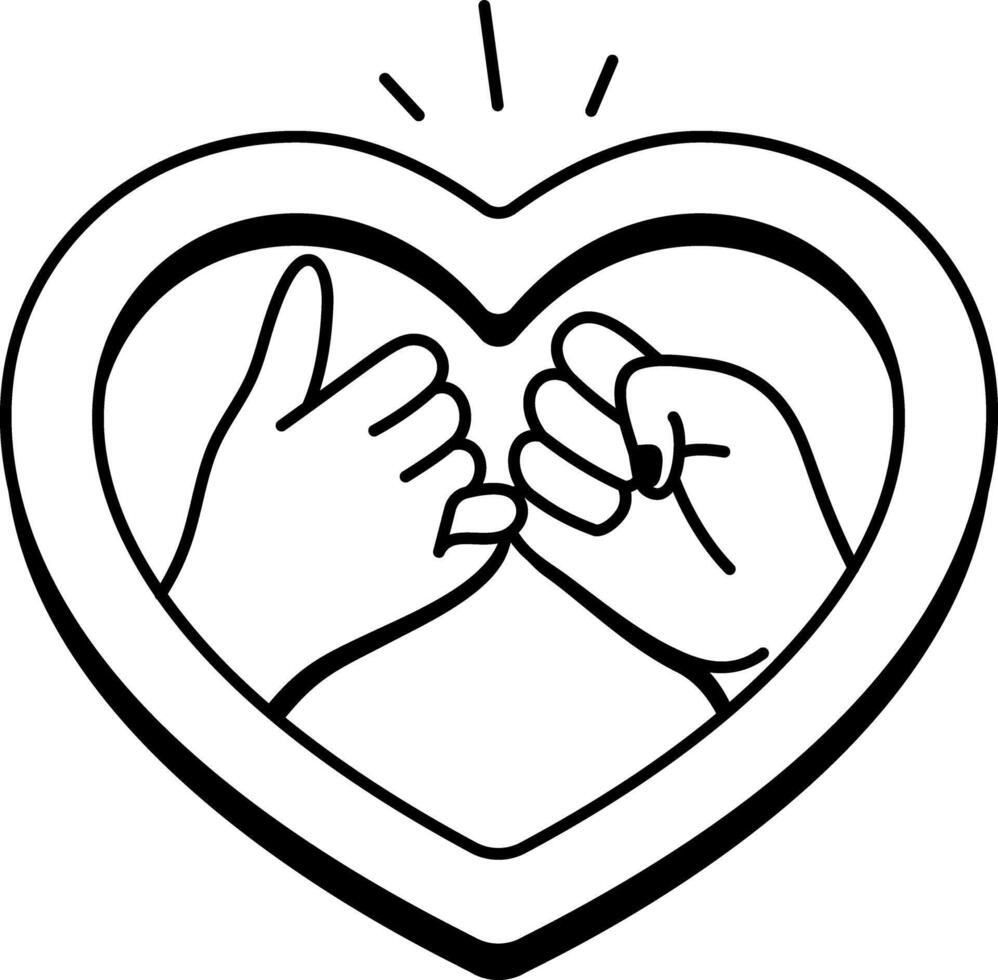 A hand drawn icon showing pinky promise vector