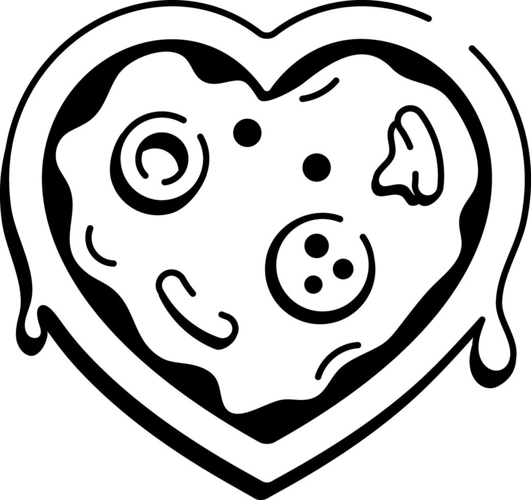 A hand drawn style icon of a heart pizza vector