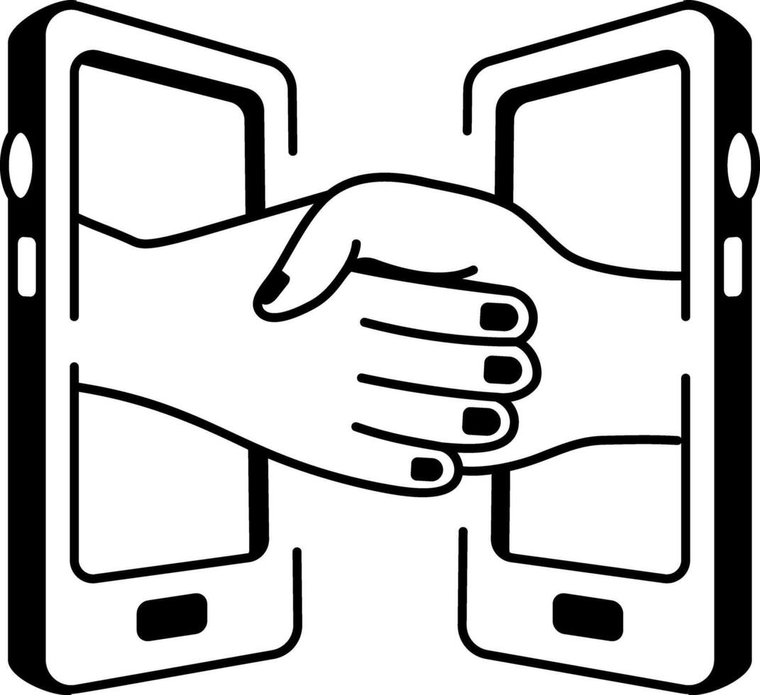 Online dating app icon in hand drawn style vector