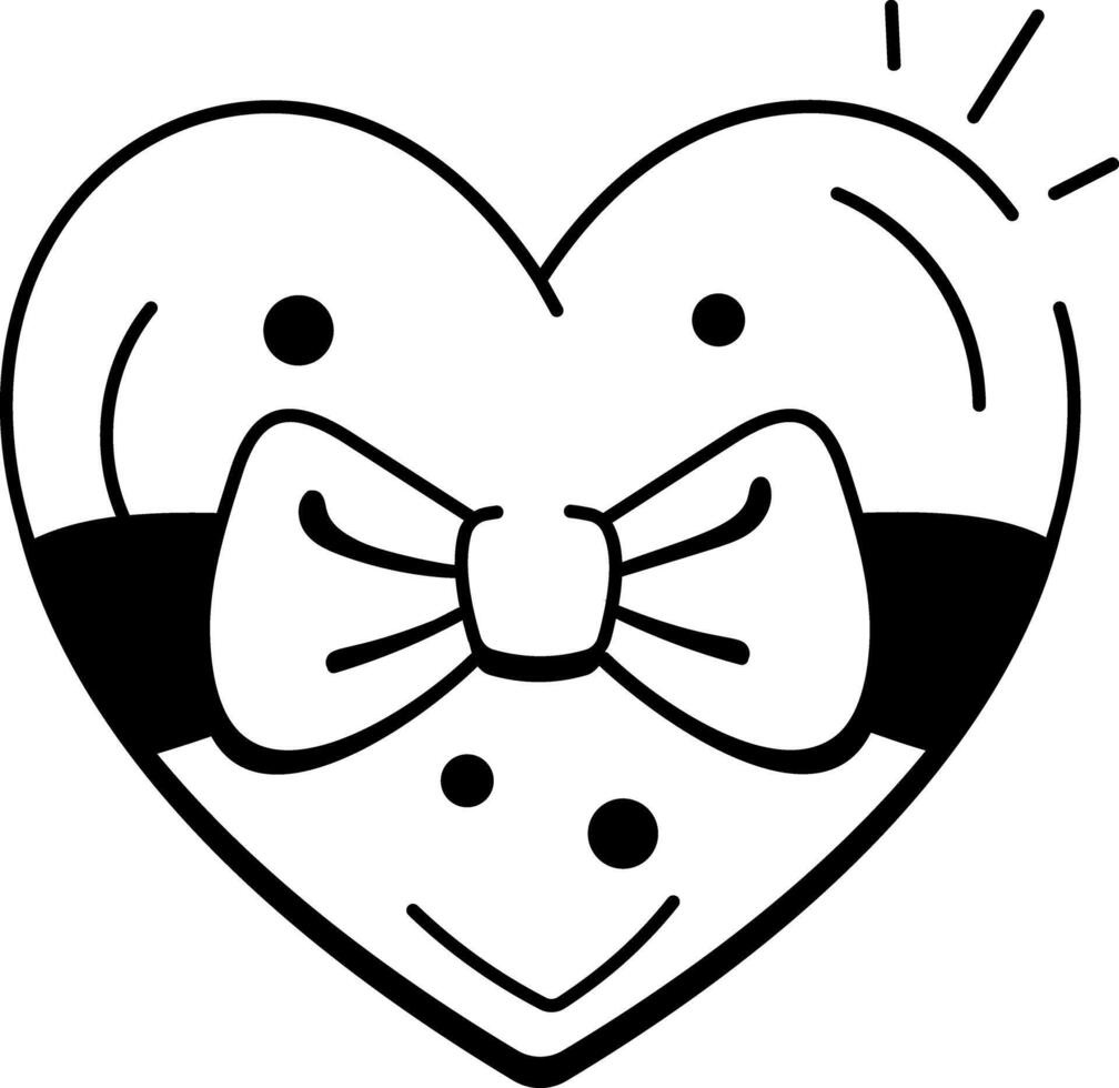 A doodle style icon of a heart bow vector