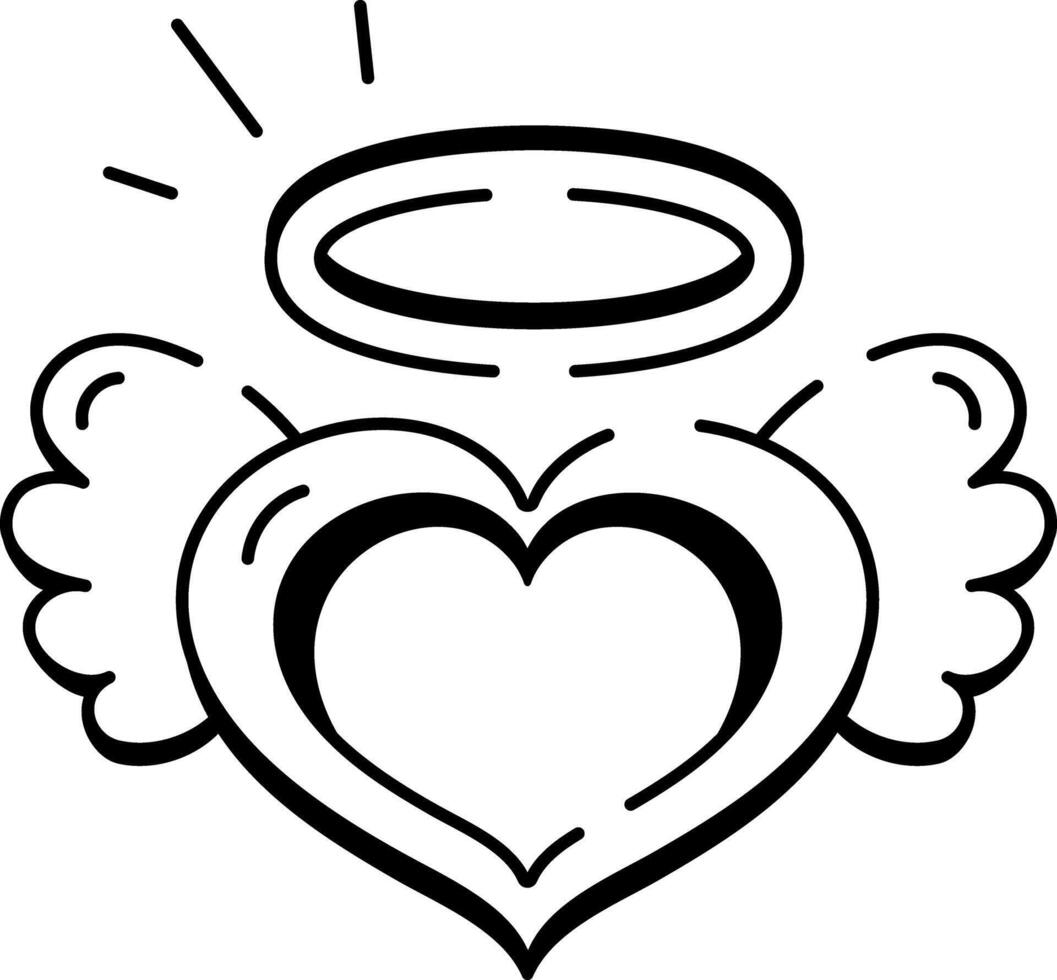 A hand drawn icon of halo heart vector