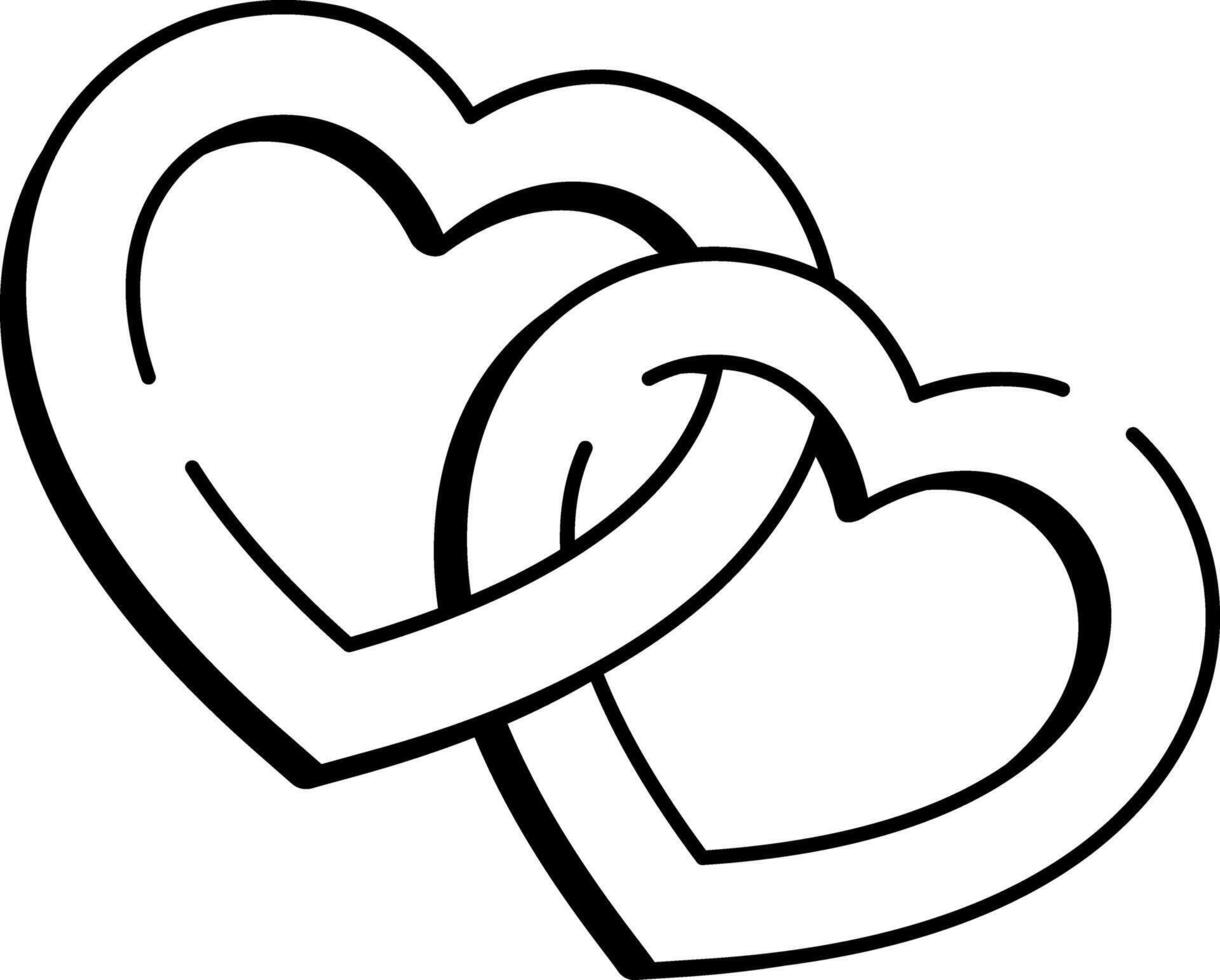 Heart intertwined icon in hand drawn style vector