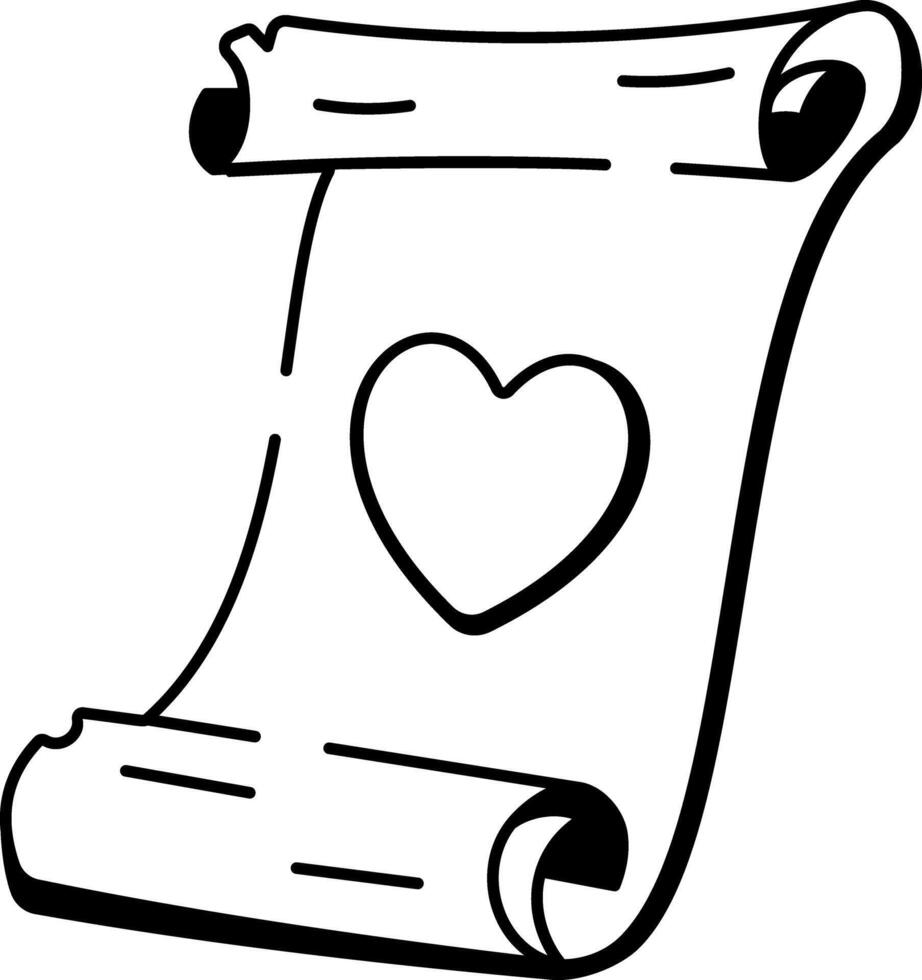 A hand drawn icon of a romantic note vector