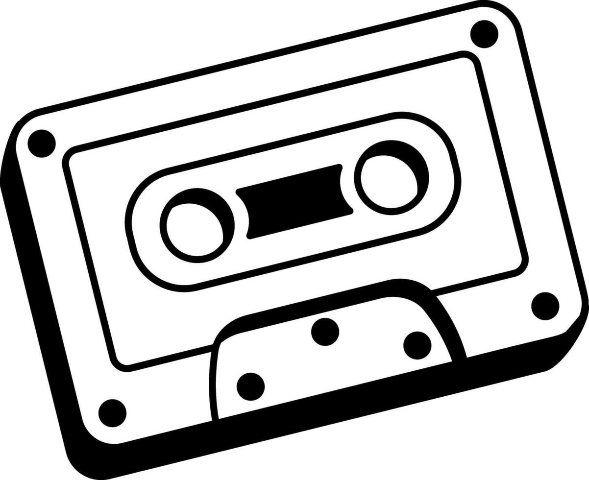 A hand drawn style icon of a cassette music vector