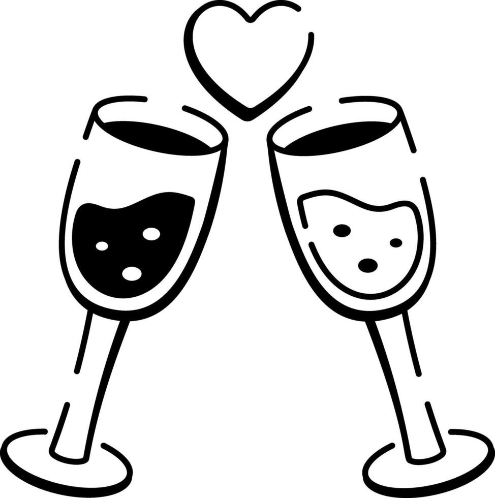 A doodle style icon showing love toast vector
