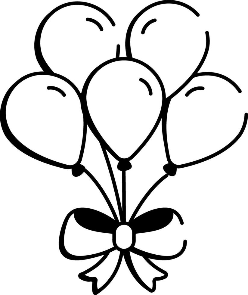 A doodle style icon of a balloon bunch vector