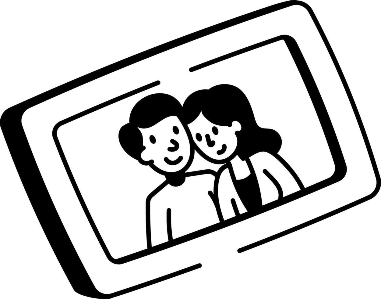 Couple dating icon in hand drawn style vector