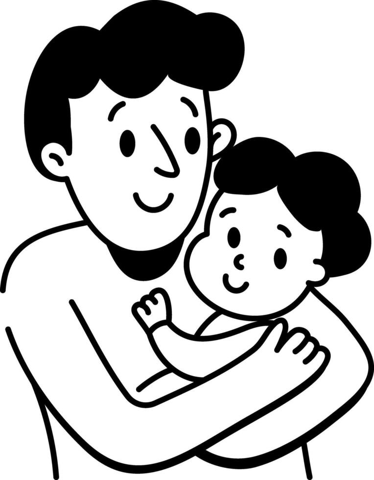 A hand drawn style icon showing father love vector