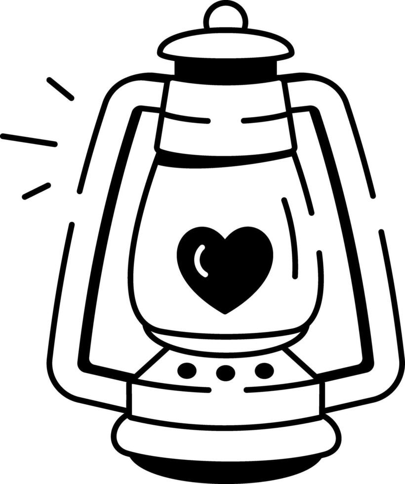 Heart lantern icon in hand drawn style vector