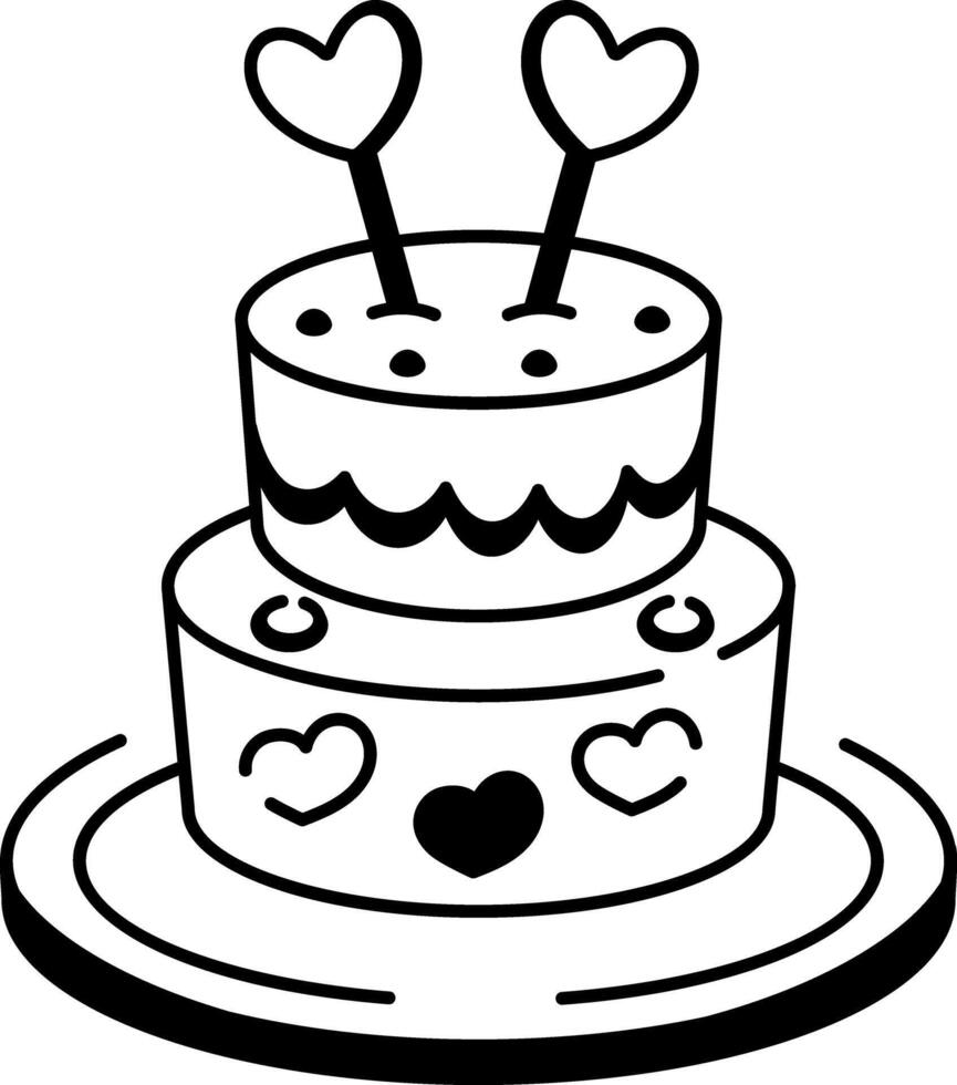 Hand drawn style icon of an anniversary cake vector
