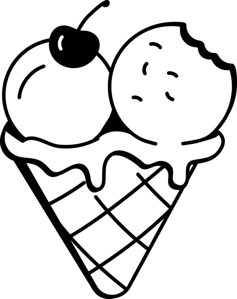 A doodle style icon of an ice cream vector