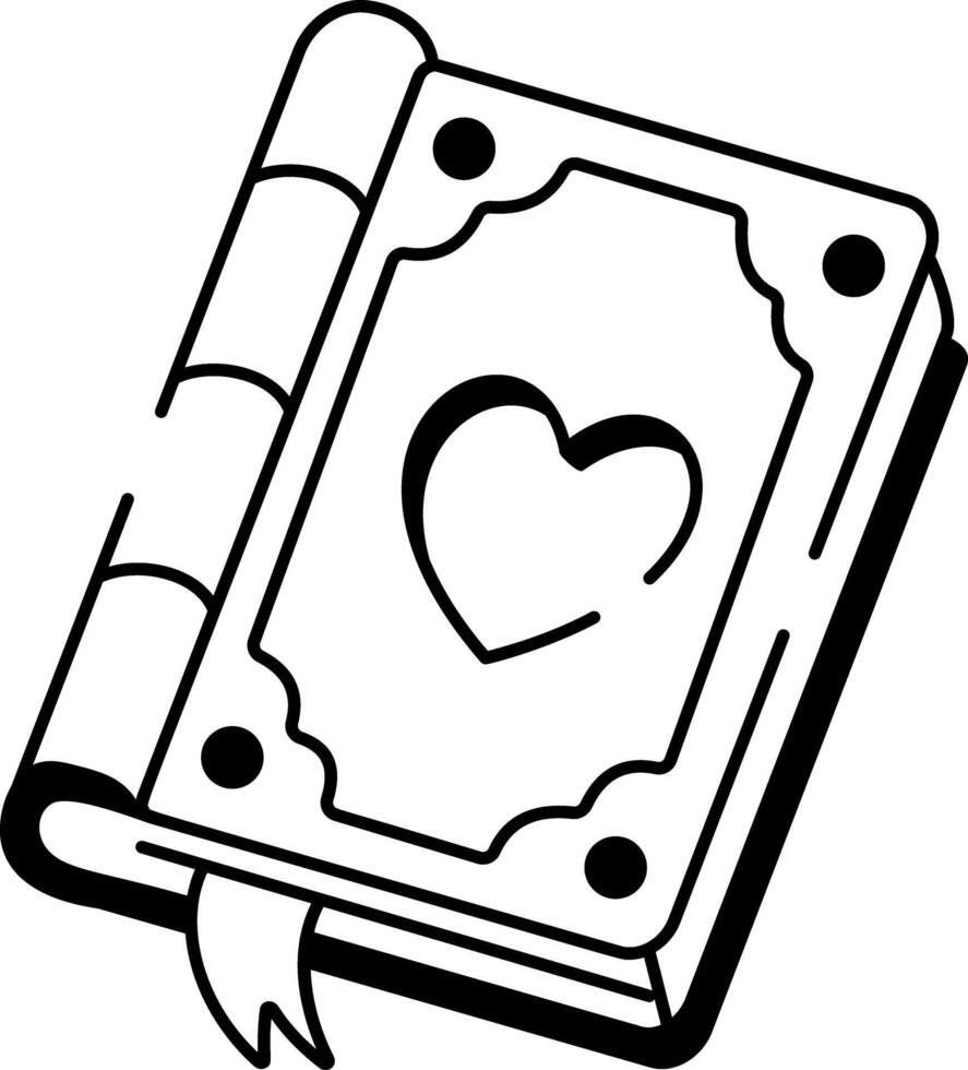 A hand drawn icon of a romantic book vector