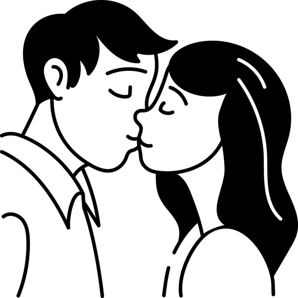 A hand drawn style icon of couple kissing vector