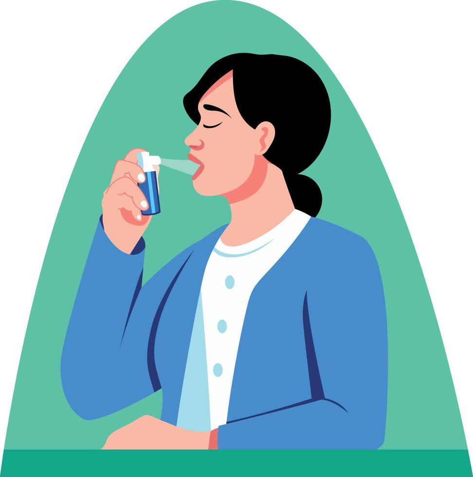 A flat style illustration of an asthma patient vector