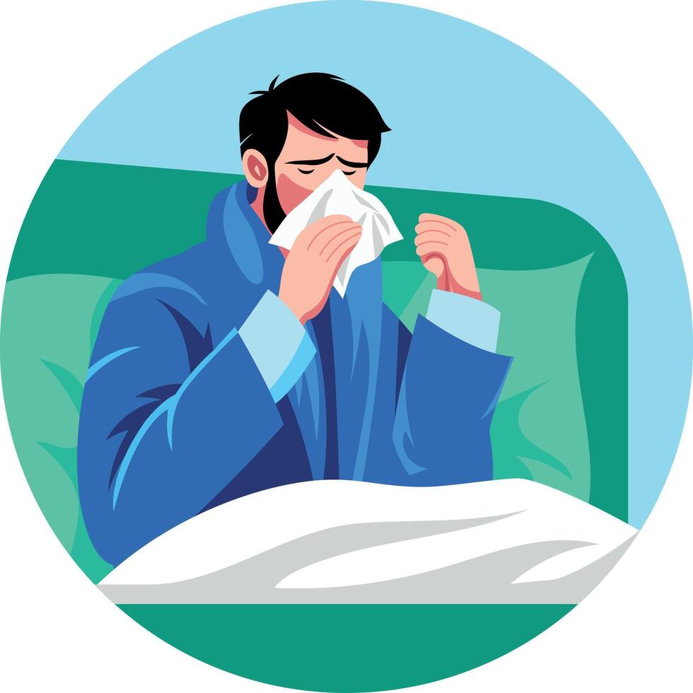 A character having influenza, flat style illustration vector