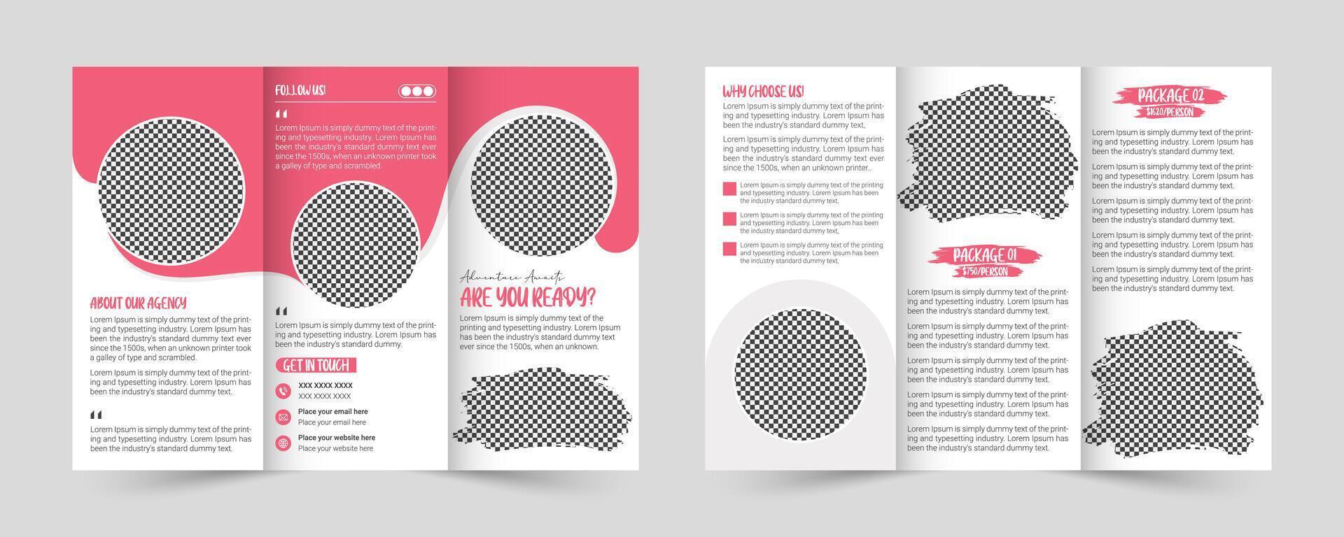 Adventure Travel Trifold Brochure Design vector