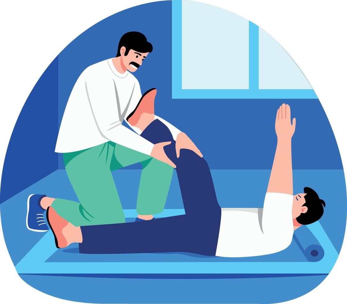 A character taking physical therapy, flat, style illustration vector