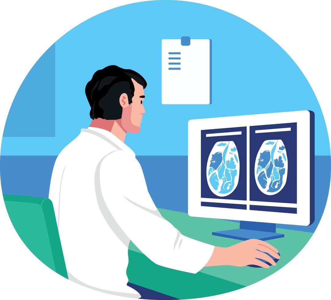 A flat style illustration of a radiology doctor vector