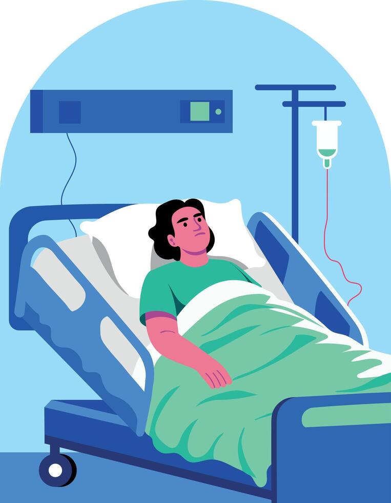 A flat style illustration of a patient bed vector