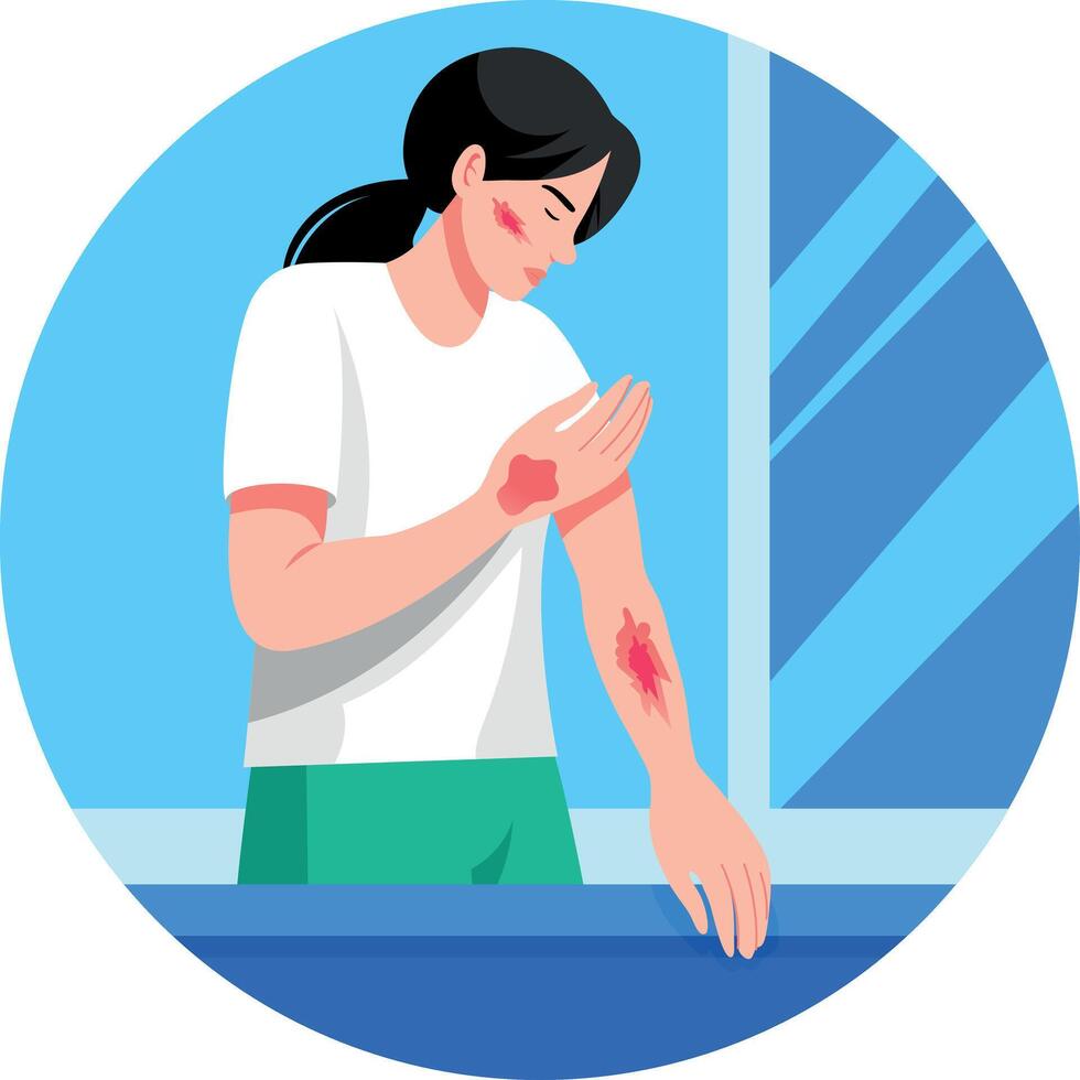 A character having rashes, flat style illustration vector