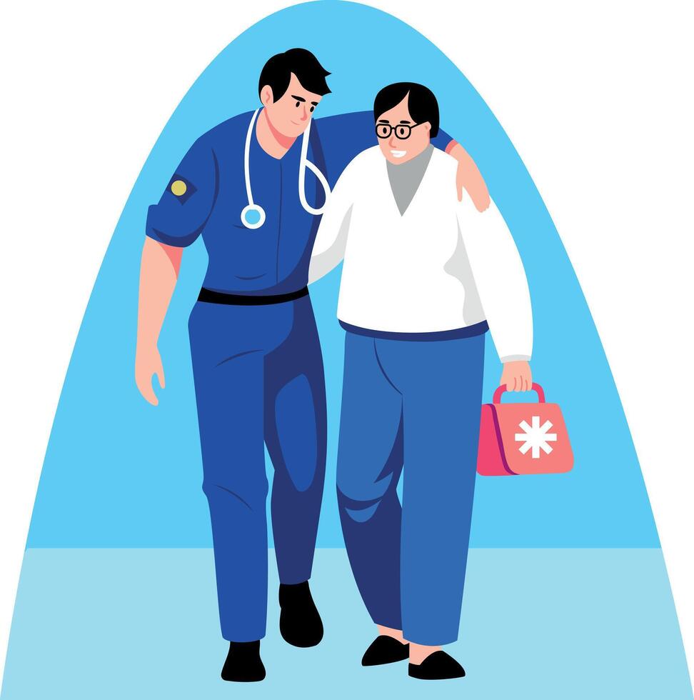 A flat style illustration of paramedic staff vector
