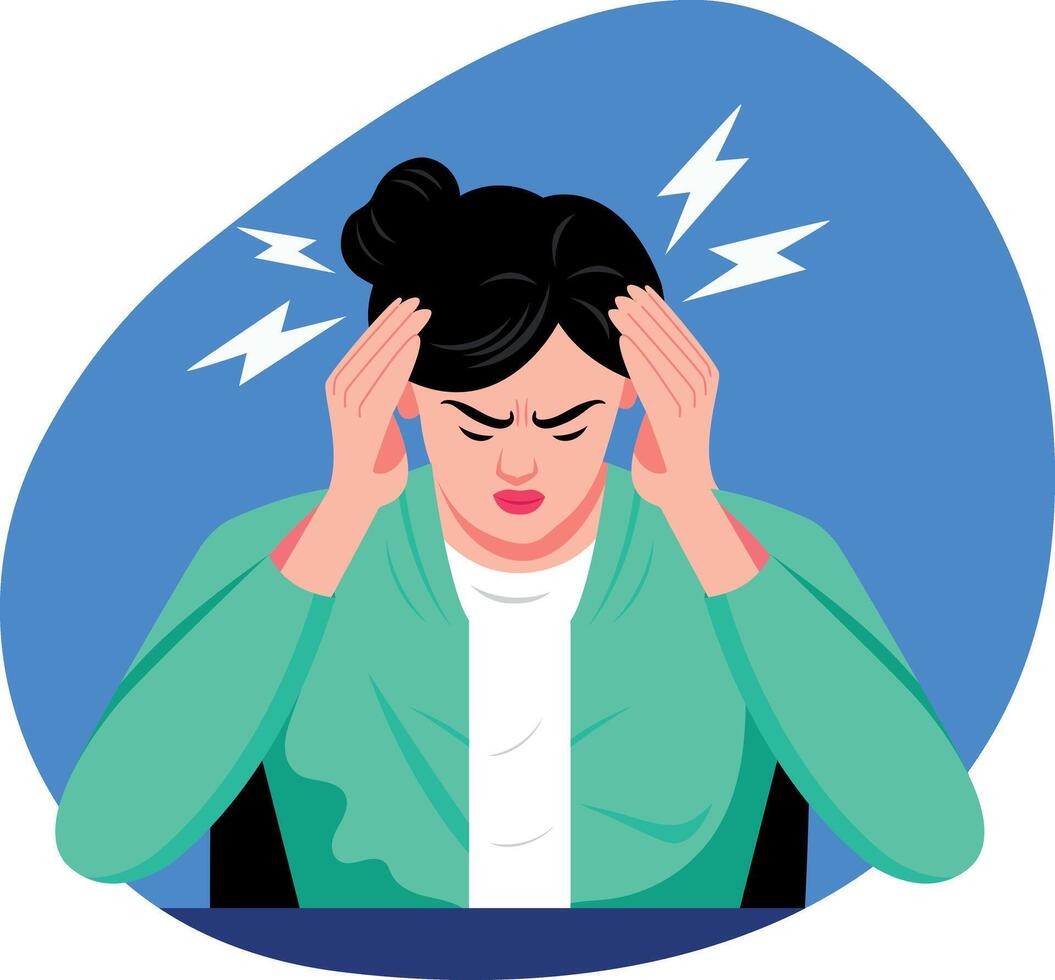 A character having a severe headache, flat illustration vector