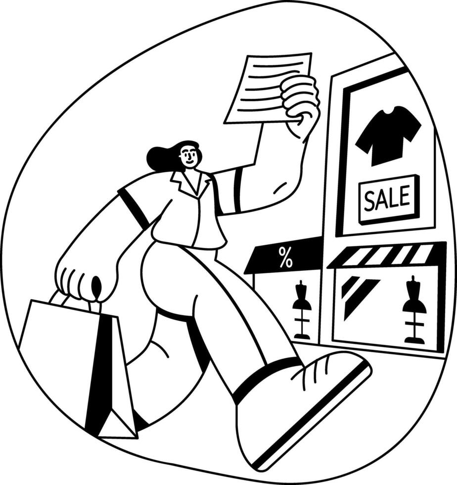 Sale hunting illustration of a character in glyph style vector
