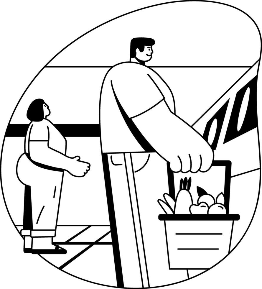 Customer purchasing food illustration in glyph style vector