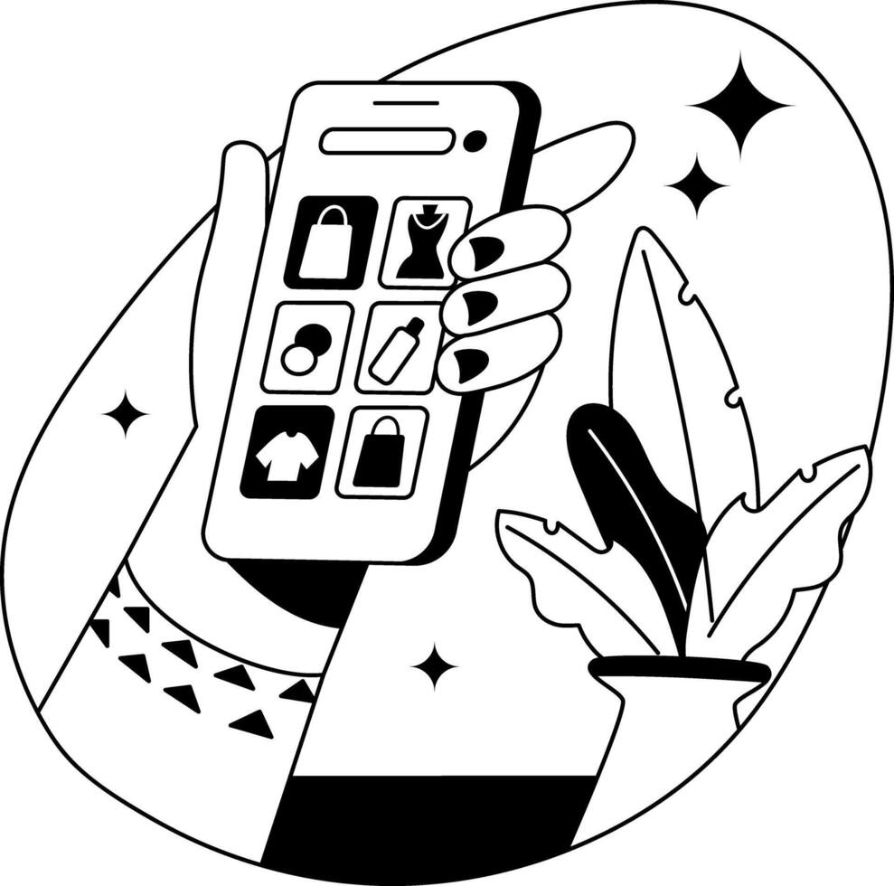 Ecommerce illustration in glyph style vector