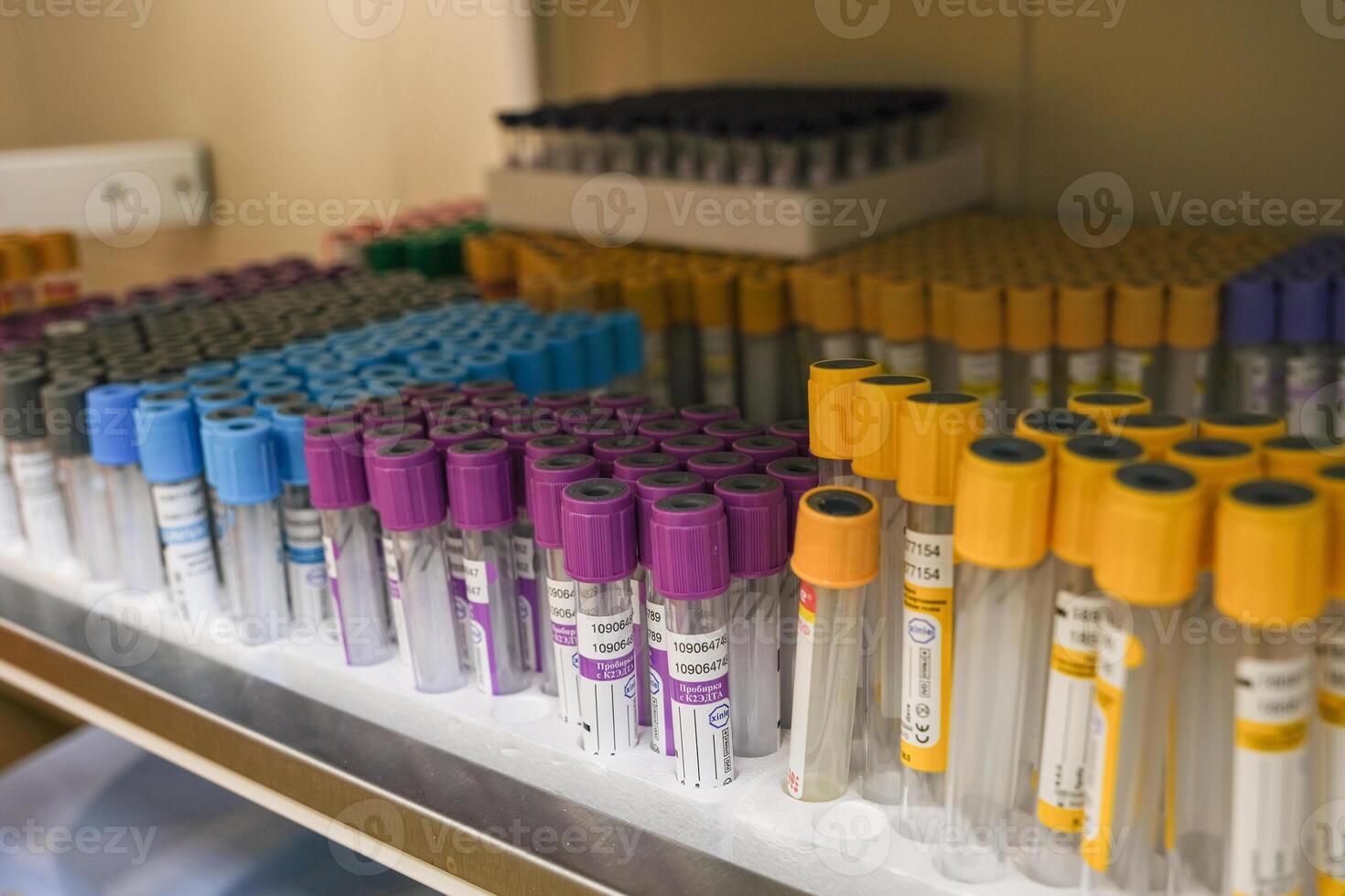 A Blood collection and test tubes in the hospital photo