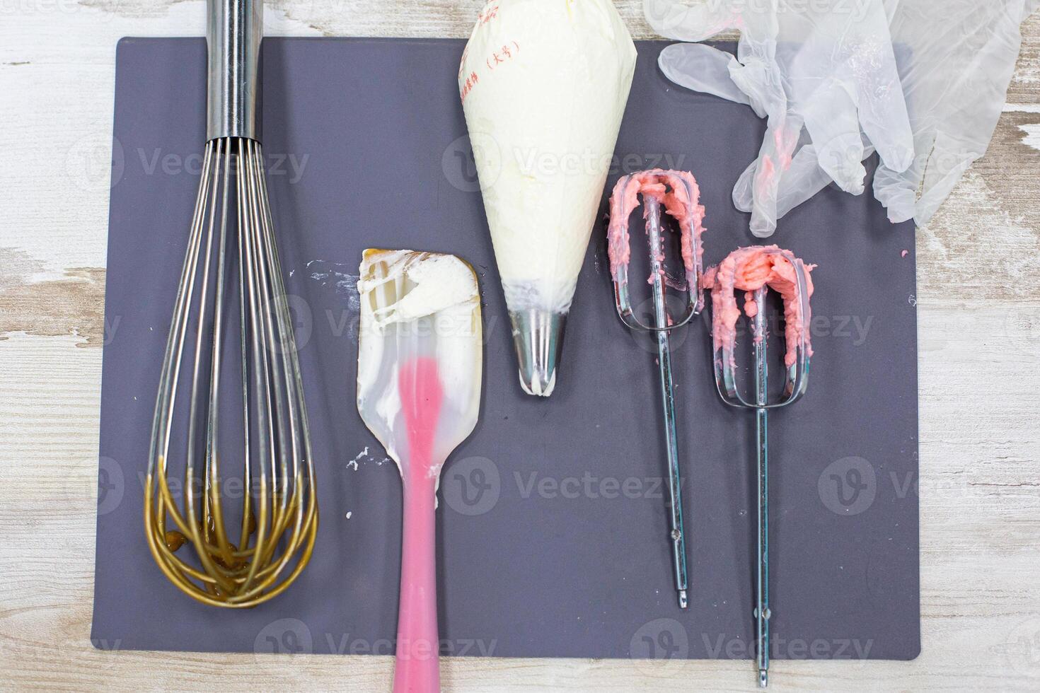 Workplace confectioner and accessories for making desserts background photo