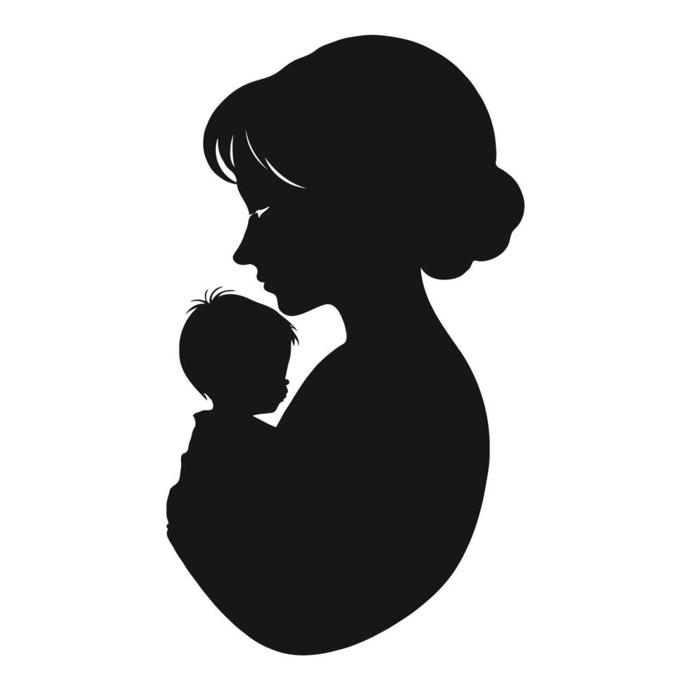 Silhouette of a mother And baby vector