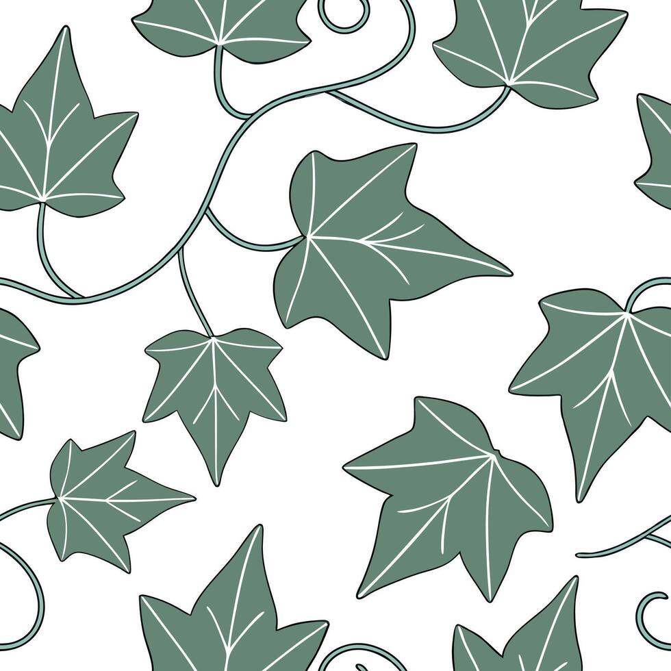 Flat Delicate ivy leaves seamless tile pattern with subtle green shades and elegant vine details concept as Subtle ivy leaves in delicate green shades with elegant vine details cre Clean Pro vector
