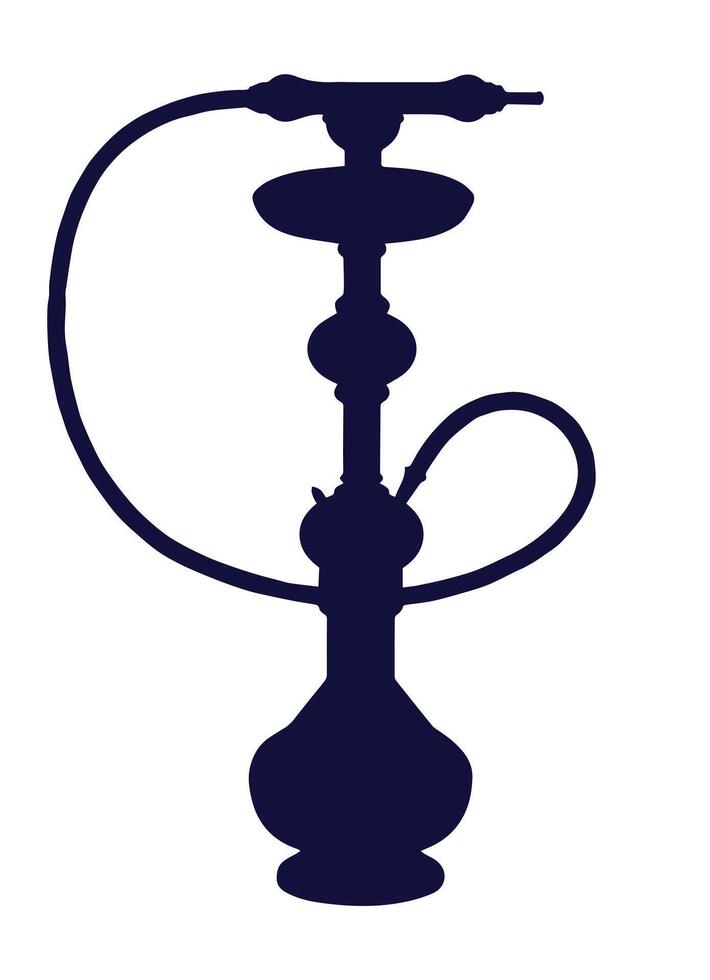 Black Hookah Silhouette on a Light Background. A sleek and simple black silhouette of a hookah, symbolizing relaxation and social enjoyment. vector