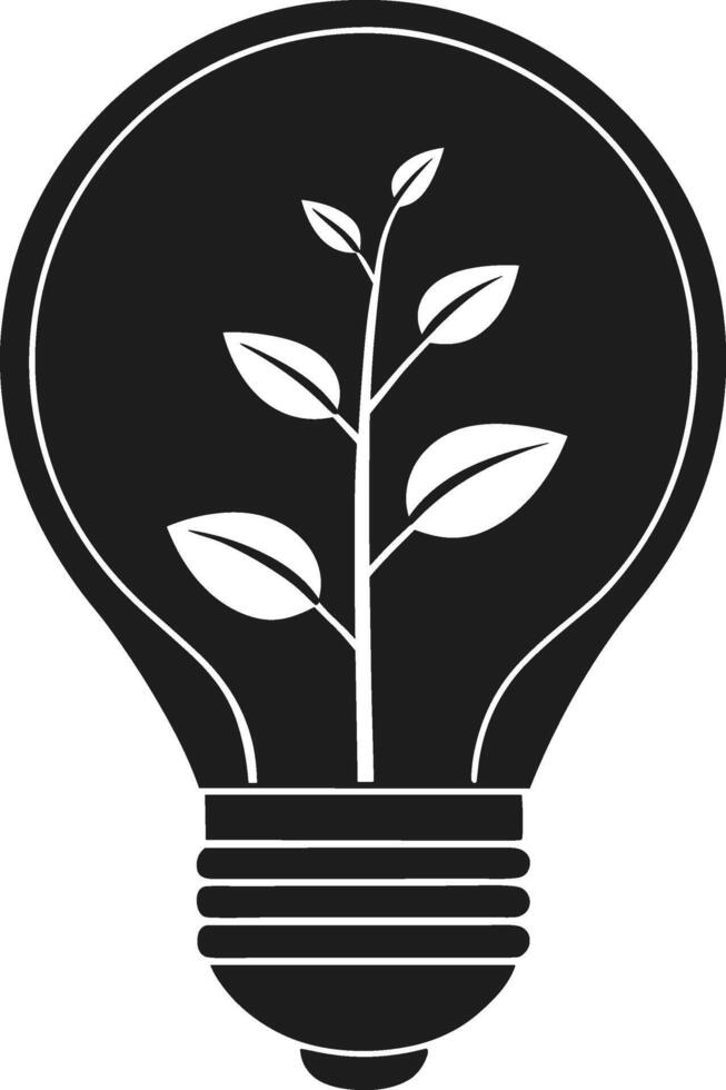 Eco Lightbulb with Growing Tree Silhouette - Sustainable Energy and Green Innovation vector
