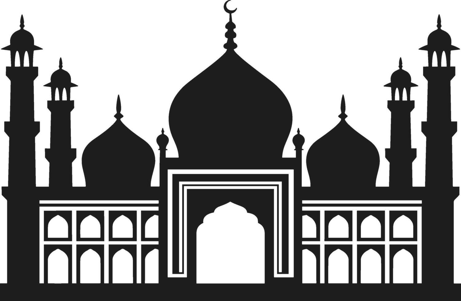 Elegant Mosque Silhouette - Islamic Architecture Illustration for Ramadan and Eid vector