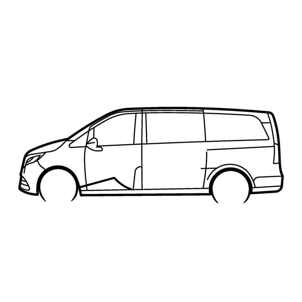 van vehicle transportation line art vector