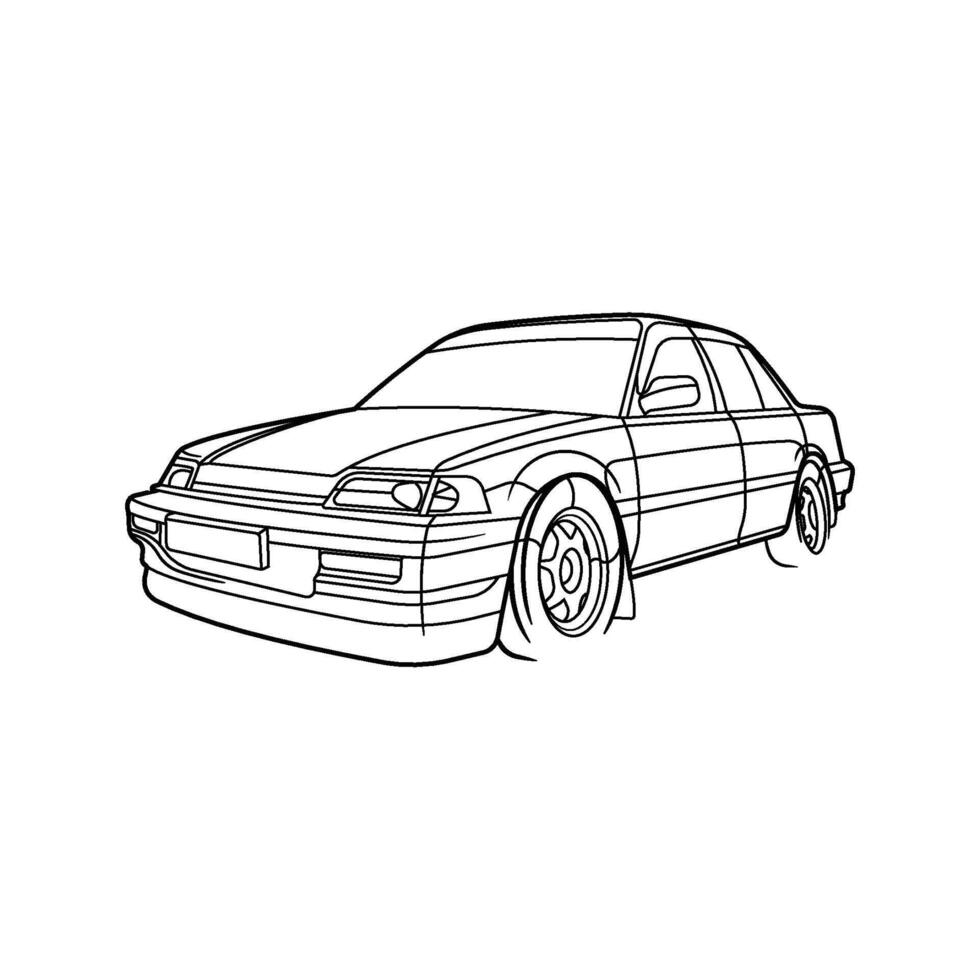 car sedan line art design vector