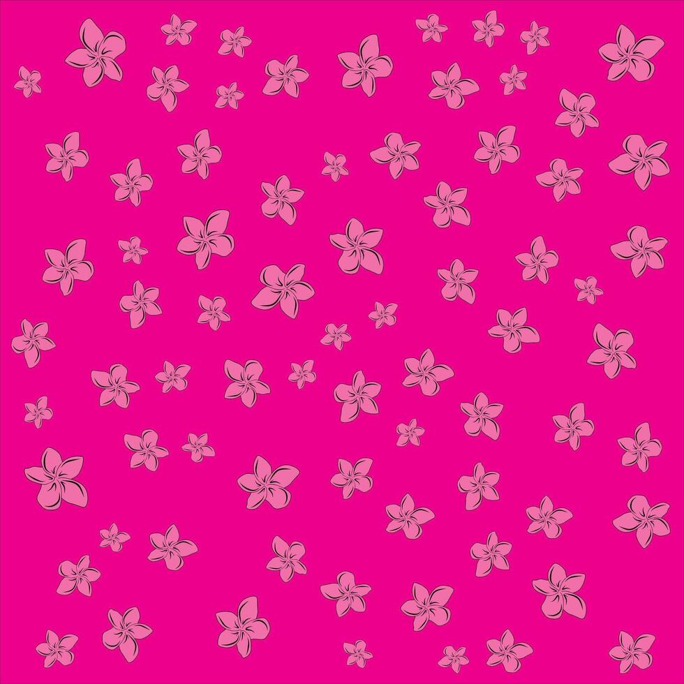 Seamless Pink Background with Stylized Floral Pattern of Blooming Flowers vector